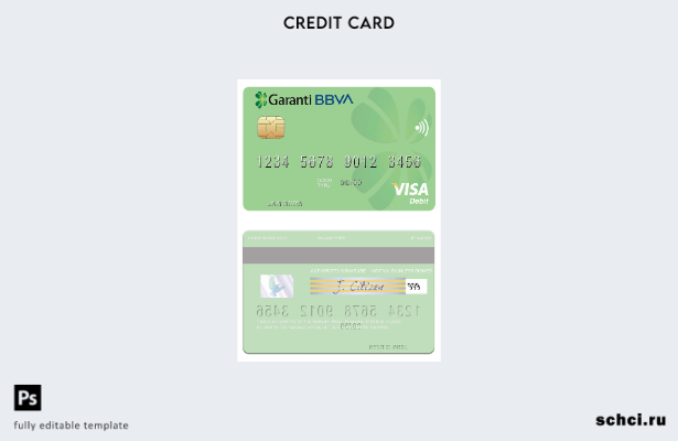 цифровая загрузка шаблона дебетовой карты Visa Румынии Garanti BBVA